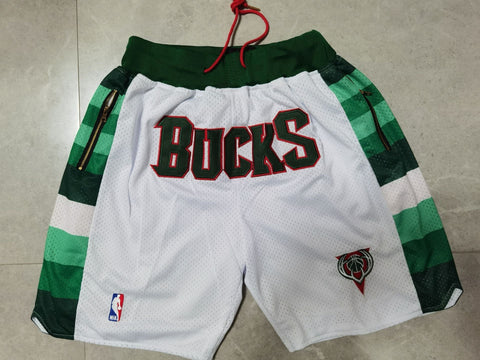 Pantaloncino Milwaukee Bucks Bianco Con Tasche